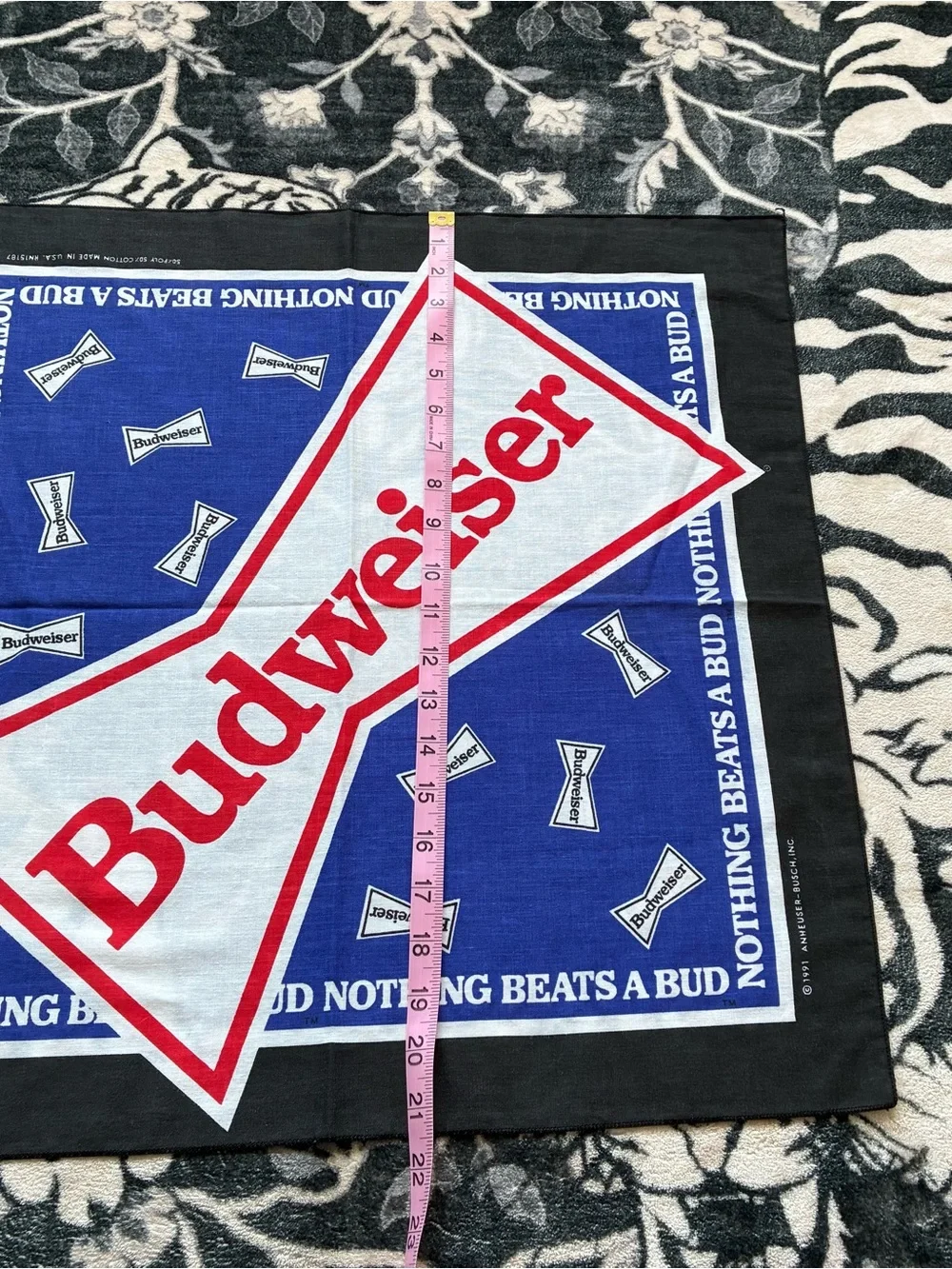 020 - VINTAGE 90s BUDWEISER BEERS 1991 ANHEUSER BUSCH BANDANA SCARF WRAP